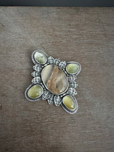 Load image into Gallery viewer, Mossy agate and green rutilated quartz medallion