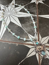 Load image into Gallery viewer, Bronze lion with aquamarine