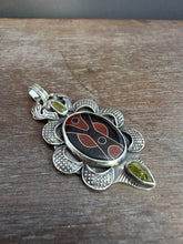 Load image into Gallery viewer, Cloisonné and Vesuvianite Crystal Pendant.