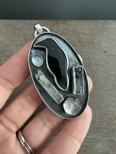 Load image into Gallery viewer, Amethyst sage agate raven and crystal Necklace