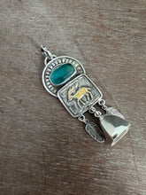 Load image into Gallery viewer, Golden Wandering Deer with handmade bell and Flourite