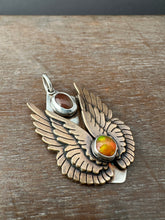 Load image into Gallery viewer, Opal and Red Labradorite Wing Necklace