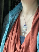 Load image into Gallery viewer, Golden Lion with Herkimer quartz, lapis, and a shell hand