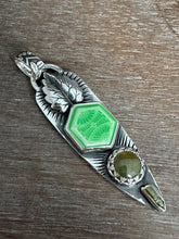 Load image into Gallery viewer, Spring green enamel and vesuvianite pendant