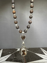 Load image into Gallery viewer, Staurolite with Bronze Sapphire on Bronzite and Labradorite Beaded Necklace