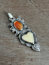 Load image into Gallery viewer, Fossilized Walrus Tusk and Montana agate Sacred Heart