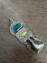 Load image into Gallery viewer, Golden Wandering Deer with handmade bell and Flourite