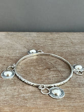 Load image into Gallery viewer, Sterling silver patterned Jingle bangle