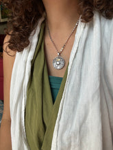 Load image into Gallery viewer, Silver fish parable pendant with abalone