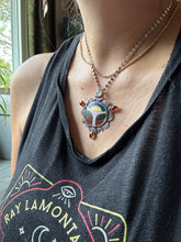 Load image into Gallery viewer, Cloisonné glass enamel with garnets and moonstone