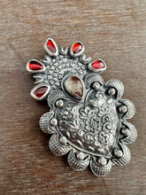 Load image into Gallery viewer, Garnets and Andesine Sacred Heart pendant