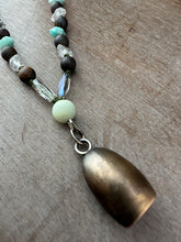 Load image into Gallery viewer, Handmade Bronze Bell on Hand Knotted Silk Beaded (short necklace)