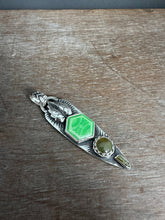 Load image into Gallery viewer, Spring green enamel and vesuvianite pendant