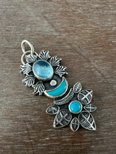 Load image into Gallery viewer, Turquoise and Aquamarine Moon Medallion
