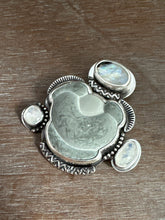 Load image into Gallery viewer, Fairy stone Pendant/Brooch with moonstones.