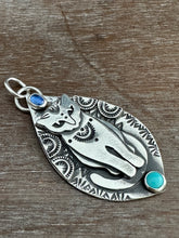 Load image into Gallery viewer, Jewel Cat with Turquoise and Kyanite