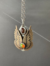 Load image into Gallery viewer, Opal and Red Labradorite Wing Necklace