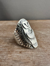 Load image into Gallery viewer, Moon owl ring size 9.5