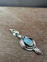 Load image into Gallery viewer, Icy blue feather pendant