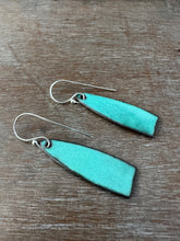 Load image into Gallery viewer, Green and pink enamel earrings