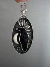 Load image into Gallery viewer, Amethyst sage agate raven and moon Necklace