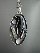 Load image into Gallery viewer, Amethyst sage agate raven and crystal Necklace