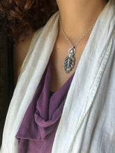 Load image into Gallery viewer, Hypersthene and feathers pendant