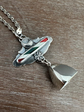 Load image into Gallery viewer, Candy Cane and Silver Bell Pendant
