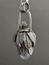 Load image into Gallery viewer, Vintage crystal and Blue Chalcedony feather dragon egg medallion