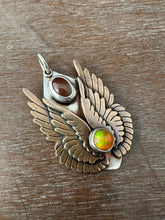 Load image into Gallery viewer, Opal and Red Labradorite Wing Necklace
