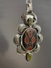 Load image into Gallery viewer, Cloisonné and Vesuvianite Crystal Pendant.