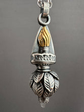 Load image into Gallery viewer, Vintage crystal dragon egg and torch medallion