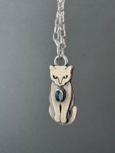 Load image into Gallery viewer, Bronze Kitty Pet with Blue Topaz