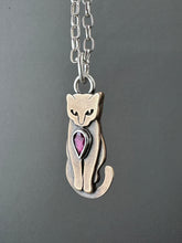 Load image into Gallery viewer, Bronze Kitty Pet with Garnet
