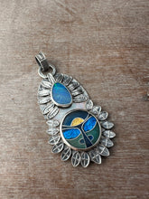 Load image into Gallery viewer, Cloisonné glass enamel pendant with opal