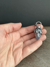 Load image into Gallery viewer, Vintage crystal and Blue Chalcedony feather dragon egg medallion