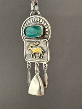 Load image into Gallery viewer, Golden Wandering Deer with handmade bell and Flourite