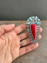 Load image into Gallery viewer, Roserita and Turquoise sacred heart pendant