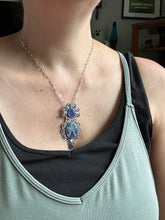 Load image into Gallery viewer, Cloisonné glass enamel with tanzanite and kyanite