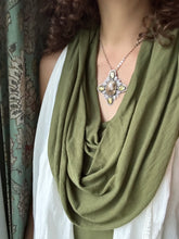 Load image into Gallery viewer, Mossy agate and green rutilated quartz medallion