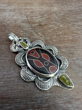 Load image into Gallery viewer, Cloisonné and Vesuvianite Crystal Pendant.