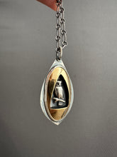Load image into Gallery viewer, Silver and brass owl pendant