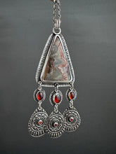 Load image into Gallery viewer, Crazy lace agate with garnets and jingle’s