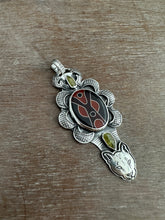 Load image into Gallery viewer, Cloisonné and Vesuvianite Crystal Pendant.