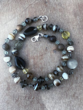 Load image into Gallery viewer, Vintage glass bead silk knotted necklace in neutrals