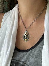 Load image into Gallery viewer, Silver and brass owl pendant