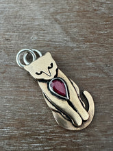 Load image into Gallery viewer, Bronze Kitty Pet with garnet