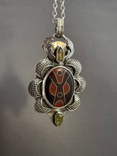 Load image into Gallery viewer, Cloisonné and Vesuvianite Crystal Pendant.