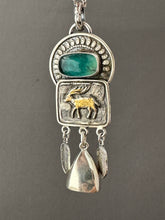 Load image into Gallery viewer, Golden Wandering Deer with handmade bell and Flourite