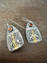 Load image into Gallery viewer, Bird Earrings with Garnet and Keum Boo